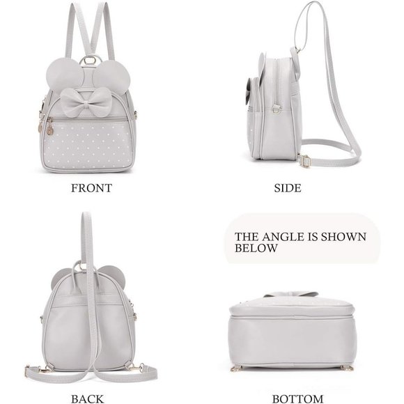 Bowknot Polka Dot Mini Backpack And Convertible Shoulder Bag Purse for Women - Picture 5 of 7